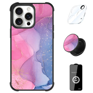 Designed for iPhone 16 Pro Max Case, Marble Pattern for Girls Women with Stand Kickstand & Screen Protector & Camera Lens Protector