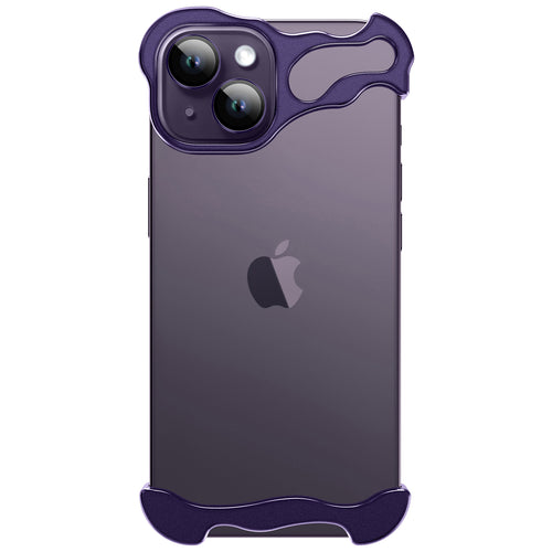 Designed for iPhone 14 Phone Case (2024), Minimalist Protective Shock Absorption Aerospace Grade Aluminum Shells + Elastomer Inlays Easy Fit 6.1 inch Gift (lens sticker+alcohol pack+extra set of glue+packaging box)(purple)