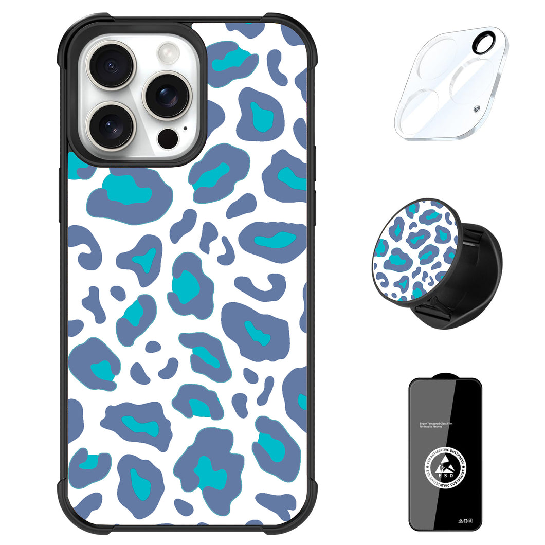 Designed for iPhone 16 Pro Max Case, Leopard Print Pattern for Girls Women with Stand Kickstand & Screen Protector & Camera Lens Protector