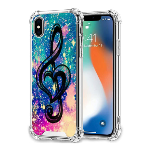 Compatible with iPhone 14 13 12 11 Pro Max X XR XS Max SE2020 7 8 Plus Anti-Drop Phone Case Music Note Clear TPU Bumper Full Body Protection Cover