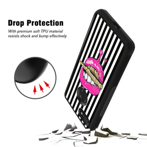 Phone Case Compatible with Google Pixel 3 Pink Lips in Bullet Luxury Elegant Square Protective Metal Decoration Corner