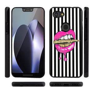Phone Case Compatible with Google Pixel 3 Lite Pink Lips in Bullet Luxury Elegant Square Protective Metal Decoration Corner