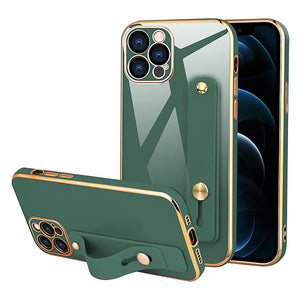 iPhone 12 Pro Max Dark Green Plating with Kickstand Slim Thin Cover Case for Women Girls Men