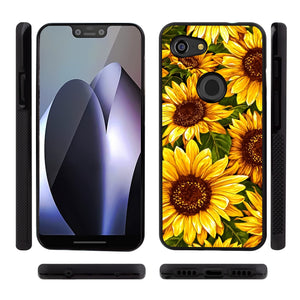 Phone Case Compatible with Google Pixel 3 Lite Sunflower Oil Painting Luxury Elegant Square Protective Metal Decoration Corner