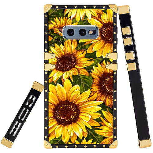 Phone Case Compatible with Samsung Galaxy S10e Sunflower Oil Painting Luxury Elegant Square Protective Metal Decoration Corner