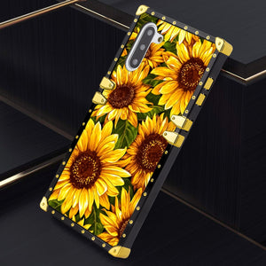 Phone Case Compatible with Samsung Galaxy Note 10 Sunflower Oil Painting Luxury Elegant Square Protective Metal Decoration Corner
