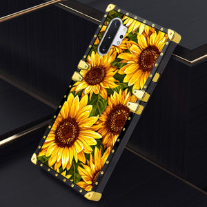 Phone Case Compatible with Samsung Galaxy Note 10 Plus, Samsung Galaxy Note 10 Plus 5G Sunflower Oil Painting Luxury Elegant Square Protective Metal Decoration Corner