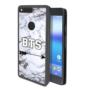Phone Case Compatible with Google Pixel Marble BTS Luxury Elegant Square Protective Metal Decoration Corner