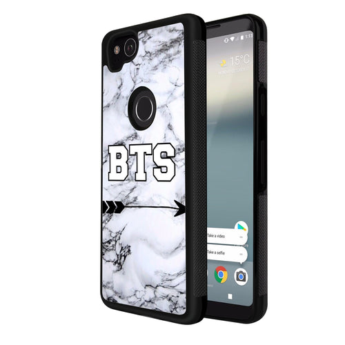 Phone Case Compatible with Google Pixel 2 Marble BTS Luxury Elegant Square Protective Metal Decoration Corner