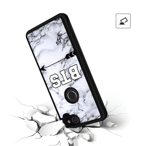 Phone Case Compatible with Google Pixel 2 XL Marble BTS Luxury Elegant Square Protective Metal Decoration Corner