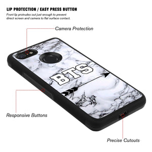Phone Case Compatible with Google Pixel 3 Marble BTS Luxury Elegant Square Protective Metal Decoration Corner