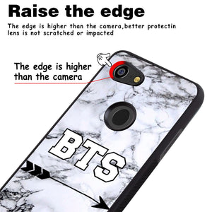 Phone Case Compatible with Google Pixel 3 Lite Marble BTS Luxury Elegant Square Protective Metal Decoration Corner