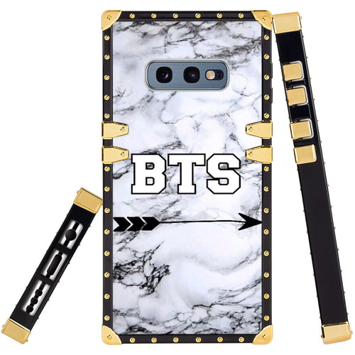 Phone Case Compatible with Samsung Galaxy S10e Marble BTS Luxury Elegant Square Protective Metal Decoration Corner