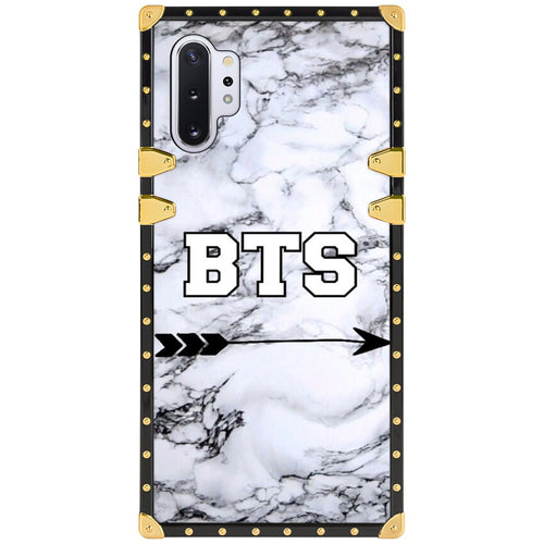 Phone Case Compatible with Samsung Galaxy Note 10 Plus, Samsung Galaxy Note 10 Plus 5G Marble BTS Luxury Elegant Square Protective Metal Decoration Corner