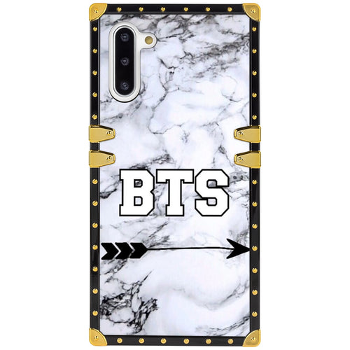 Phone Case Compatible with Samsung Galaxy Note 10 Marble BTS Luxury Elegant Square Protective Metal Decoration Corner