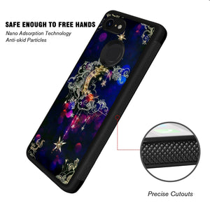 Phone Case Compatible with Google Pixel 3 Moon Star Luxury Elegant Square Protective Metal Decoration Corner
