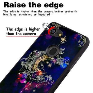 Phone Case Compatible with Google Pixel 3 Lite Moon Star Luxury Elegant Square Protective Metal Decoration Corner
