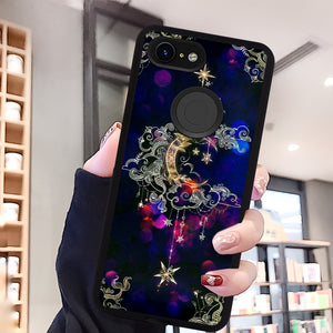 Phone Case Compatible with Google Pixel 3 Xl Moon Star Luxury Elegant Square Protective Metal Decoration Corner