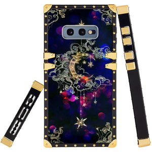 Phone Case Compatible with Samsung Galaxy S10e Moon Star Luxury Elegant Square Protective Metal Decoration Corner