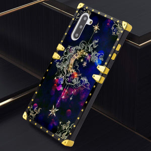 Phone Case Compatible with Samsung Galaxy Note 10 Moon Star Luxury Elegant Square Protective Metal Decoration Corner