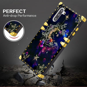 Phone Case Compatible with Samsung Galaxy Note 10 Moon Star Luxury Elegant Square Protective Metal Decoration Corner