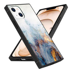 iPhone 14 13 12 11 Pro Max X XR XS Max Square Mobile Phone Case with Marble TPU Edge Full Body Protection Reinforced Corners Case