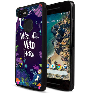 Phone Case Compatible with Google Pixel 3 Alice In Wonderland Background We'Re All Mad Here Luxury Elegant Square Protective Metal Decoration Corner
