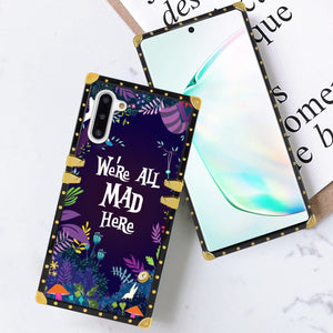 Phone Case Compatible with Samsung Galaxy Note 10 Alice In Wonderland Background We'Re All Mad Here Luxury Elegant Square Protective Metal Decoration Corner