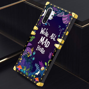 Phone Case Compatible with Samsung Galaxy Note 10 Plus, Samsung Galaxy Note 10 Plus 5G Alice In Wonderland Background We'Re All Mad Here Luxury Elegant Square Protective Metal Decoration Corner