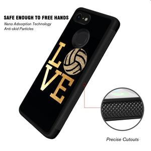 Phone Case Compatible with Google Pixel 3 Love Volleyball Luxury Elegant Square Protective Metal Decoration Corner