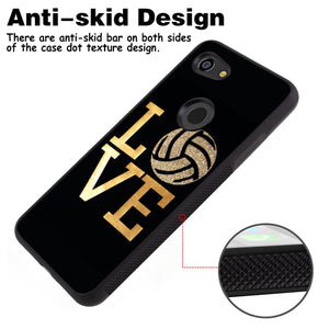 Phone Case Compatible with Google Pixel 3 Lite Love Volleyball Luxury Elegant Square Protective Metal Decoration Corner