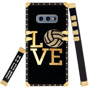 Phone Case Compatible with Samsung Galaxy S10e Love Volleyball Luxury Elegant Square Protective Metal Decoration Corner