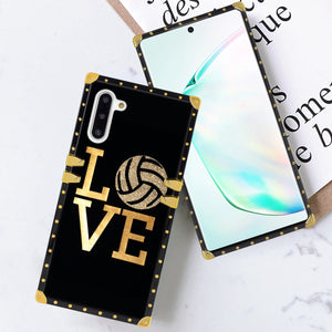 Phone Case Compatible with Samsung Galaxy Note 10 Love Volleyball Luxury Elegant Square Protective Metal Decoration Corner