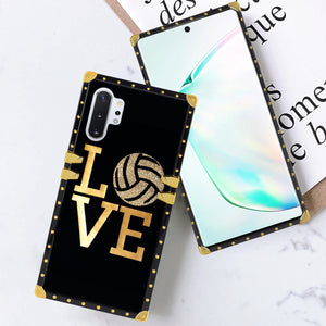 Phone Case Compatible with Samsung Galaxy Note 10 Plus, Samsung Galaxy Note 10 Plus 5G Love Volleyball Luxury Elegant Square Protective Metal Decoration Corner