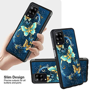 SOKAD Compatible with Samsung Galaxy A12 Case Blue Butterfly Case