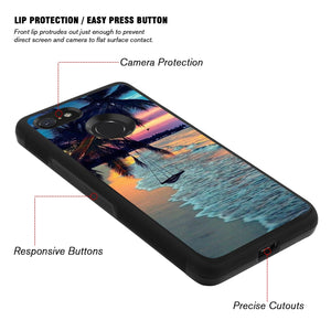 Phone Case Compatible with Google Pixel 3 Tropical Beach Luxury Elegant Square Protective Metal Decoration Corner