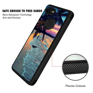 Phone Case Compatible with Google Pixel 3 Tropical Beach Luxury Elegant Square Protective Metal Decoration Corner
