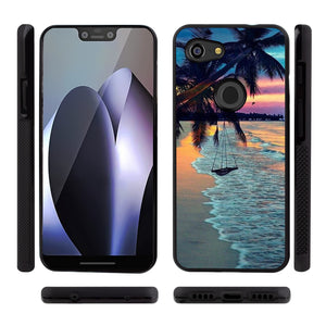 Phone Case Compatible with Google Pixel 3 Lite Tropical Beach Luxury Elegant Square Protective Metal Decoration Corner