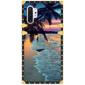 Phone Case Compatible with Samsung Galaxy Note 10 Plus, Samsung Galaxy Note 10 Plus 5G Tropical Beach Luxury Elegant Square Protective Metal Decoration Corner