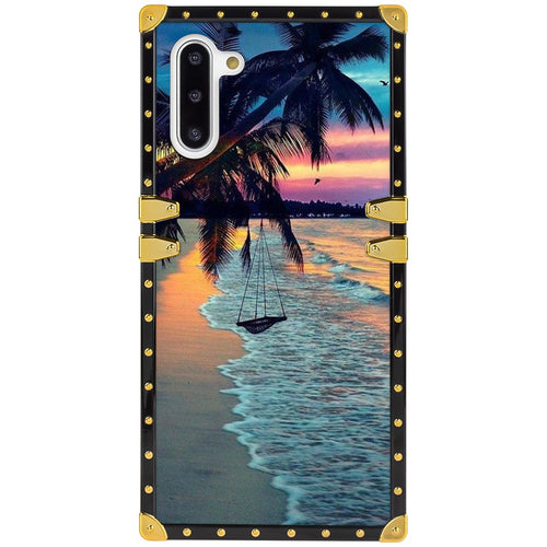 Phone Case Compatible with Samsung Galaxy Note 10 Tropical Beach Luxury Elegant Square Protective Metal Decoration Corner