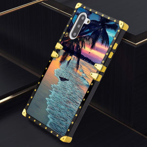 Phone Case Compatible with Samsung Galaxy Note 10 Tropical Beach Luxury Elegant Square Protective Metal Decoration Corner