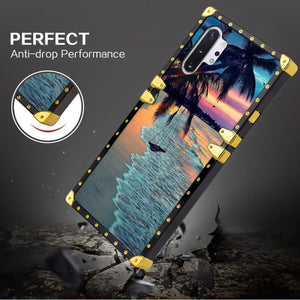 Phone Case Compatible with Samsung Galaxy Note 10 Plus, Samsung Galaxy Note 10 Plus 5G Tropical Beach Luxury Elegant Square Protective Metal Decoration Corner
