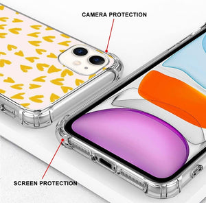 Compatible with iPhone 14 13 12 11 Pro Max X XR XS Max SE2020 7 8 Plus Anti-Drop Phone Case Golden Heart TPU Bumper Full Body Protection Cover