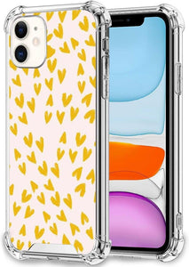 Compatible with iPhone 14 13 12 11 Pro Max X XR XS Max SE2020 7 8 Plus Anti-Drop Phone Case Golden Heart TPU Bumper Full Body Protection Cover
