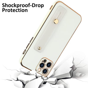 iPhone 12 Pro Max White Plating with Kickstand Slim Thin Cover Case for Women Girls Men