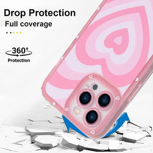 iPhone 13 Pro Max Case with Heart Design Slim for Women Girls - Pink
