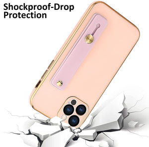 iPhone 12 Pro Max Pink Plating with Kickstand Slim Thin Cover Case for Women Girls -Pink