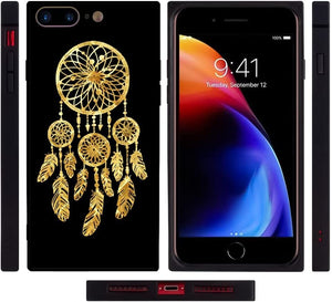 iPhone 14 13 12 11 Pro Max X XR XS Max Square Mobile Phone Case with Golden Dream Catcher TPU Edge Full Body Protection Reinforced Corners Case