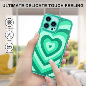 iPhone 13 Pro Max Case with Heart Design for Women Girls - Green