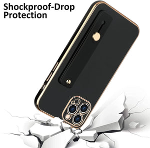 iPhone 12 Pro Max Black Plating with Kickstand for Women Girls Men